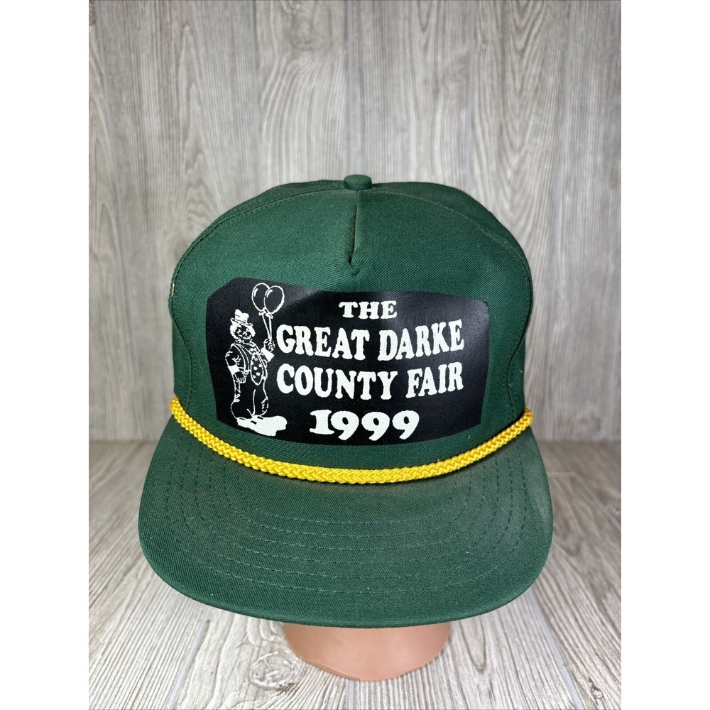 Vintage DARKE COUNTY FAIR 1999 Greenville Ohio Snapback Hat Cap Green USA